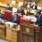 Menteri Hukum dan Ham,Yasona H. Laoly saat Rapat Paripurna DPR RI pengambilan keputusan atas RUU KUHP