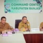 Sekretariat Daerah Kabupaten Banjar ikut Rakoor Pengendalian Inflasi Daerah tahun 2023 melalui zoom meeting di Command Center Manis, Senin (9/1/2023). Foto: Kominfo Kab. Banjar