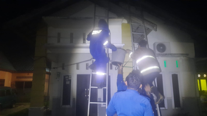 
 DPKP Kabupaten Banjar Amankan Rumah Warga Dari Serangan Tawon