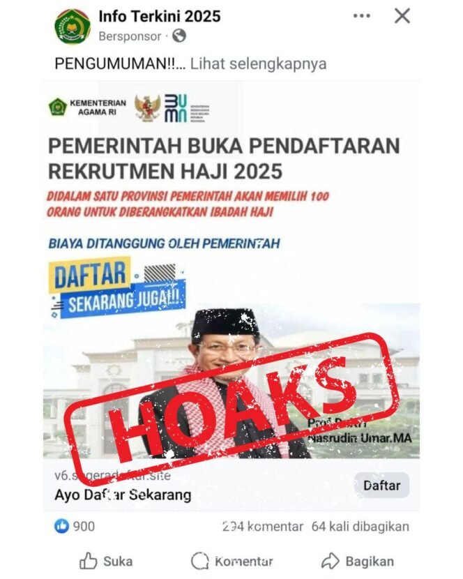 
 Info hoaks penerimaan petugas haji 2025. foto-kemenag