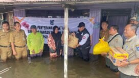 Pemprov Kalsel menyalurkan bantuan bagi korban banjir di Kecamatan Kalumpang, Kabupaten HSS, Selasa (21/1/2025). foto-MC Kalsel