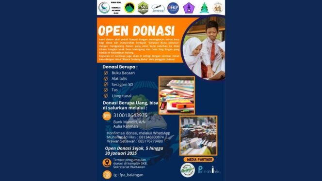 
 Ekspedisi Gerakan Buku Meratus Kumpulkan Donasi untuk SD Kecil di Balangan