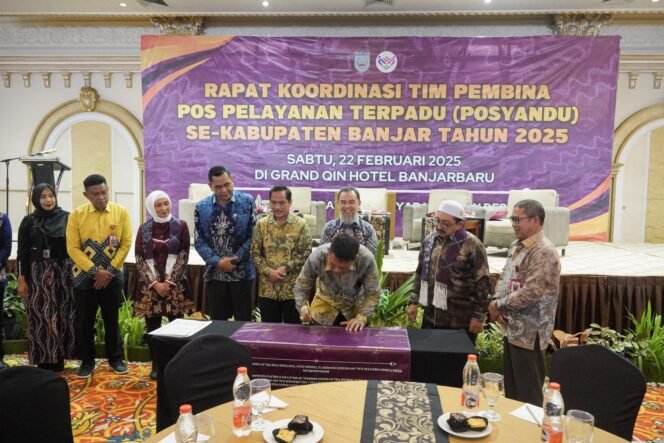 
 Rapat Koordinasi Posyandu Tingkat Kabupaten Banjar tahun 2025 di Ballroom Grand Q Hotel Banjarbaru, Sabtu (22/2/2025) pagi. foto-RSB