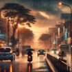 Ilustrasi hujan lebat. foto-AI
