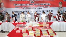 Kapolda Kalsel pimpin pemusnahan barbuk narkoba senilai Rp40 miliar, Rabu (19/3/2025). foto-istimewa