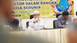 Wakil Bupati Banjar, Habib Idrus Al Habsyi, saat membuka pertemuan koordinasi peringatan Hari Malaria Sedunia tingkat Kabupaten Banjar di Hotel Roditha Banjarbaru, Jumat (25/4/2025. foto-RSB