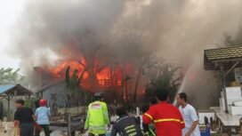 Kebakaran di Gang Kenanga RT 14 RW 5, Kelurahan Keraton, Martapura, Kabupaten Banjar, Senin (14/4/2025) sekitar pukul 14.00 Wita siang. foto-Haris