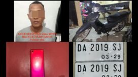 Foto tersangka dan barang bukti diamankan Polsek Cempaka Polres Banjarbaru. foto-Humas Polres Banjarbaru