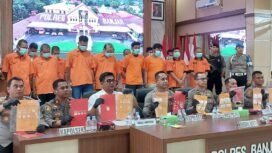 Konferensi pers Polres Banjar tentang pengungkapan kasus selama dua pekan terakhir, Rabu (7/5/2025). foto-Hendra