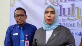 TP-PKK Banjar, Hj Nurgita Tiyas (kanan) usai menghadiri seleksi Nanang Galuh Intan 2025-2026, di Aula Kantor Camat Martapura, Selasa (20/5/2025). foto-Haris