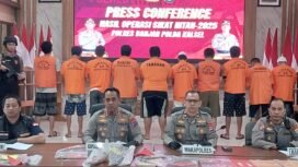 Polres Banjar menggelar konferensi pers hasil Sikat Intan 2025, Rabu (215/2025). foto-Hendra