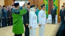 Pelantikan Hj Erna Lisa Halaby dan Wartono dipimpin Gubernur Kalsel H Muhidin, Sabtu (21/6/2025). foto-istimewa