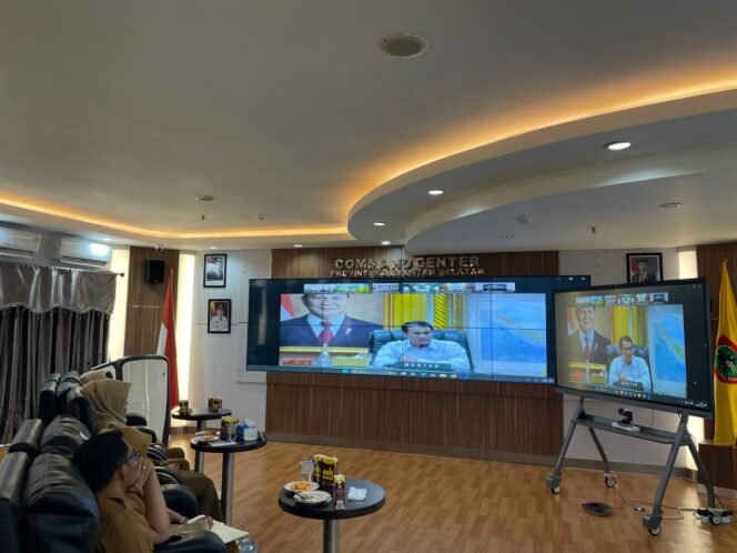 
 Pemprov Kalsel mengikuti Rakornas secara virtual bersama pemerintah pusat, Selasa (3/6/2025). foto-MC Kalsel