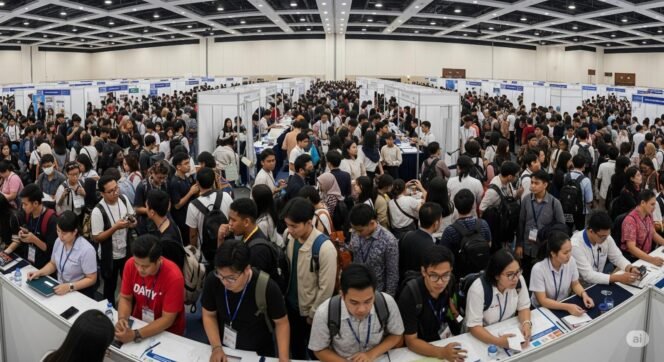 
 Ilustrasi job fair. (Gemini Generated)