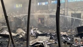 Ruang aula Rektorat Universitas Lambung Mangkurat (ULM) Banjarmasin ludes terbakar, Senin (28/7/2025) pagi. Foto: istimewa