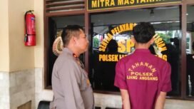 Tersangka pembunuhan remaja berinisial GM (20) ditahan di Polsek Liang Anggang, Banjarbaru. Foto: istimewa