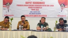 Pemkab Banjar gelar Rakor Penanggulangan Karhutla di Hotel Roditha Banjarbaru, Senin (11/8/2025). Foto: RSB