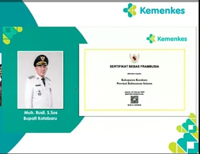 
 Raih Penghargaan Nasional, Kotabaru Dinyatakan Bebas Frambusia