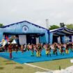 Penampilan kolaborasi seni tari Kuda Gipang dan Sinoman Hadrah di acara Harjad 75 Kabupaten Banjar, di Martapura, Rabu (27/8/2025). Foto: Agus Pahlevi/MC Kominfo