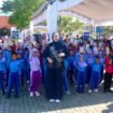Bunda PAUD Kabupaten Banjar bersama murid TK Senam Anak Indonesia Hebat di halaman Dekranasda Martapura, Jumat (19/9/2025) pagi.