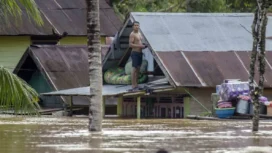 Banjir di Pengaron, Kabupaten Banjar, Rabu (12/1/2025). Foto: Bayu Pratama S/Antara
