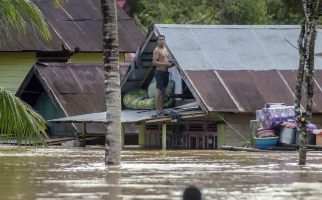 
 Banjir di Pengaron, Kabupaten Banjar, Rabu (12/1/2025). Foto: Bayu Pratama S/Antara