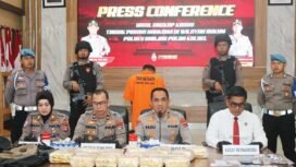 Konferensi pers Polres Banjar, Kalsel, pengungkapan 19 kilogram sabu, Senin (15/9/2025). Foto: istimewa