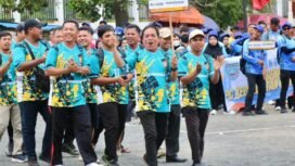 Pekan Olahraga dan Seni (Porseni) PGRI Kabupaten Banjar Tahun 2025 resmi dibuka, di Lapangan Voli Demang Lehman, Indrasari, Martapura, Rabu (15/10/2025). Foto: MC Kominfo