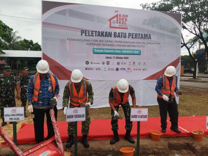 
 Kodim Banjar Kawal Pembangunan Gerai Kopdes Merah Putih Indrasari