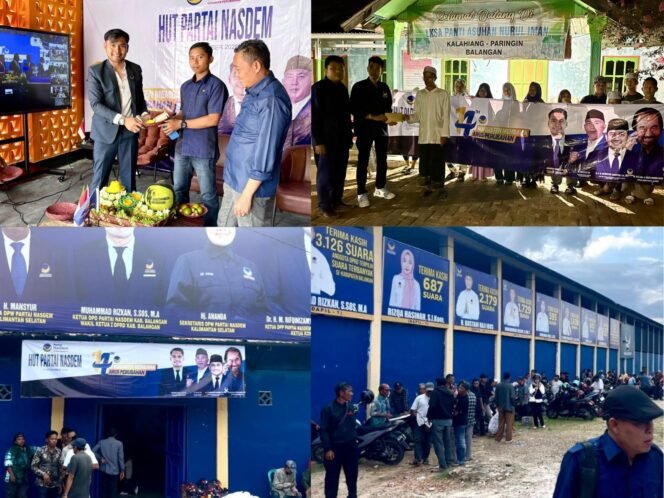 
 HUT ke-14, DPD NasDem Balangan Bagikan 300 Paket Sembako dan Santunan Rp75 Juta