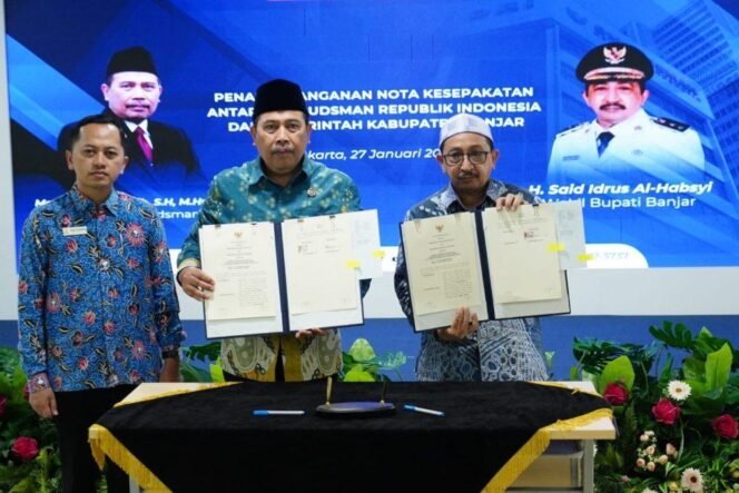 
 Pemkab Banjar Perkuat Reformasi Birokrasi, Teken MoU Pengawasan Pelayanan Publik Bersama Ombudsman RI