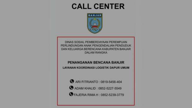 
 Pemkab Banjar Buka Call Center untuk Koordinasi Penanganan Banjir