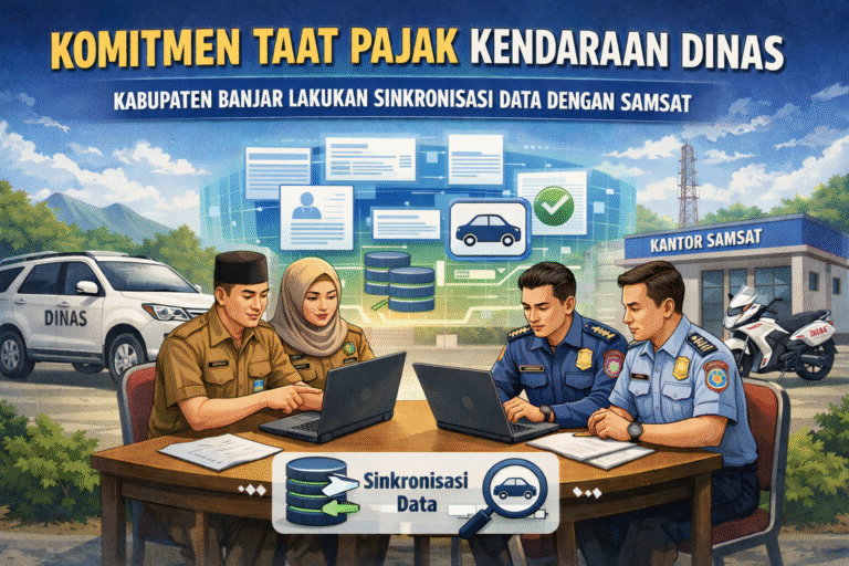 Komitmen Taat Pajak Kendaraan Dinas, Kabupaten Banjar Lakukan Sinkronisasi Data dengan Samsat
