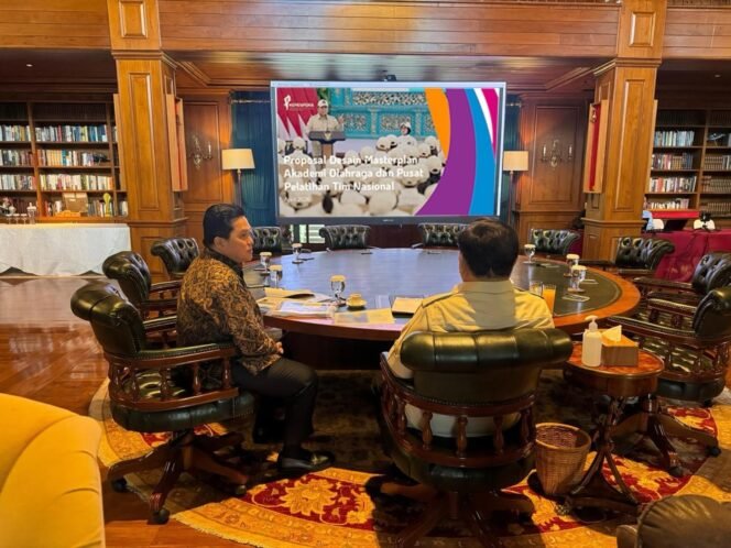 
 Presiden Prabowo Terima Erick Thohir Bahas Pembangunan Akademi Olahraga Nasional. Foto: IG erickthohir