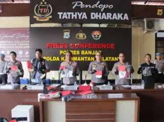 Polres Banjar gelar konferensi pers, Rabu (22/4/2026). Foto: Humas