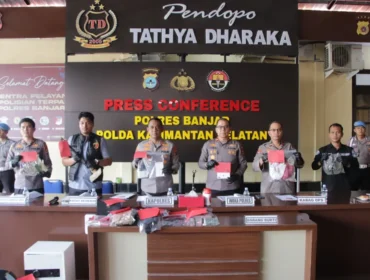 Polres Banjar gelar konferensi pers, Rabu (22/4/2026). Foto: Humas