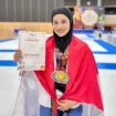 Polwan Polres Banjarbaru, Brigadir Ihya ‘Ainizzahra, meraih tiga medali pada ajang The 22nd WATA International Taekwondo Championship 2026 di Osaka, Jepang. Foto: istimewa
