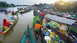 Pasar Terapung di Lok Baintan Kabupaten Banjar termasuk dalam kawasan geosite Meratus. Foto: MC Kalsel