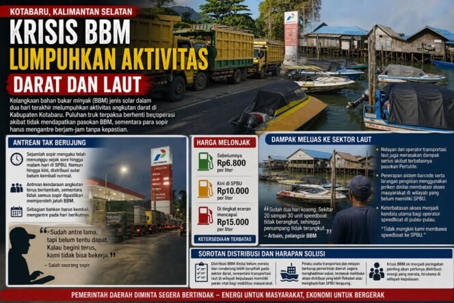 
 Kelangkaan BBM Lumpuhkan Transportasi di Kotabaru, Sopir dan Nelayan Terdampak