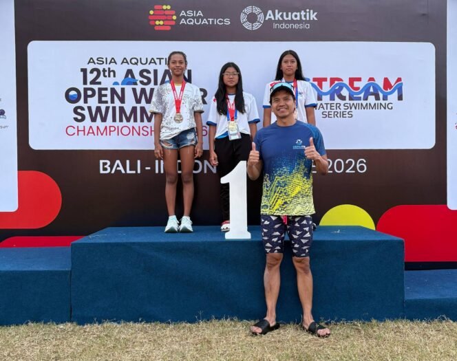 
 Berlaga di A-Stream Open Water Swimming Bali 2026, Perenang Muda Kalsel Sabet Dua Medali