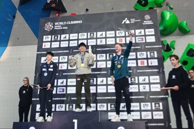 
 Atlet Panjat Tebing Indonesia Raih Medali Emas Nomor Lead di World Climbing Series Seri Praha 2026