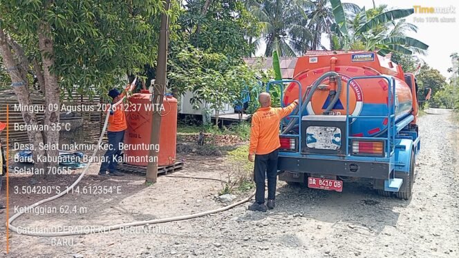 
 Warga Desa Salat Makmur Alami Kekeringan, BPBD Banjar Kembali Salurkan Bantuan Air Bersih