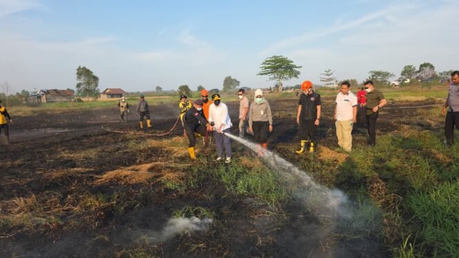 
 Tinjau Lahan Kahutla, Wagub Kalsel Turun Langsung Lakukan Pemadaman